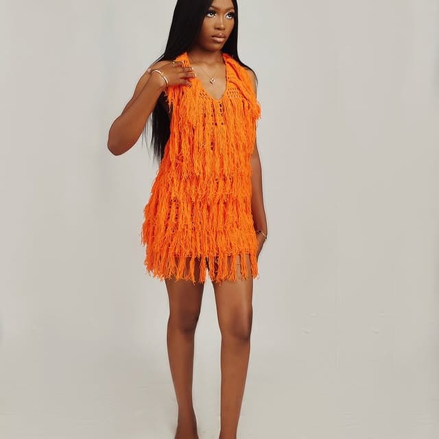 Orange fringe dress