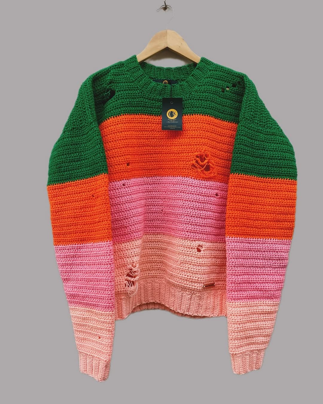 Color block crochet sweater